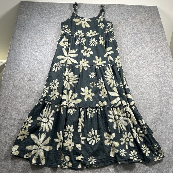 NATURAL LIFE Dresses & Skirts - Natural Life Adele Boho Floral Tiered Maxi Dress Women's Large Black Tan Boho
